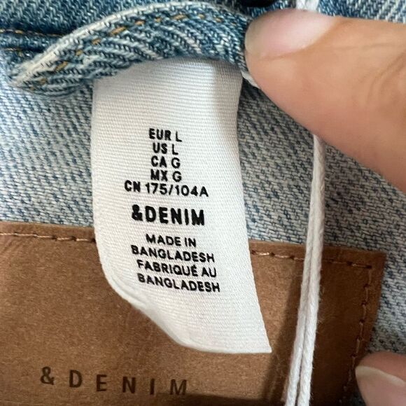 H&M Blue Long Sleeve Oversized Slouchy Boxy Denim Jacket Size Large - Picture 8 of 11